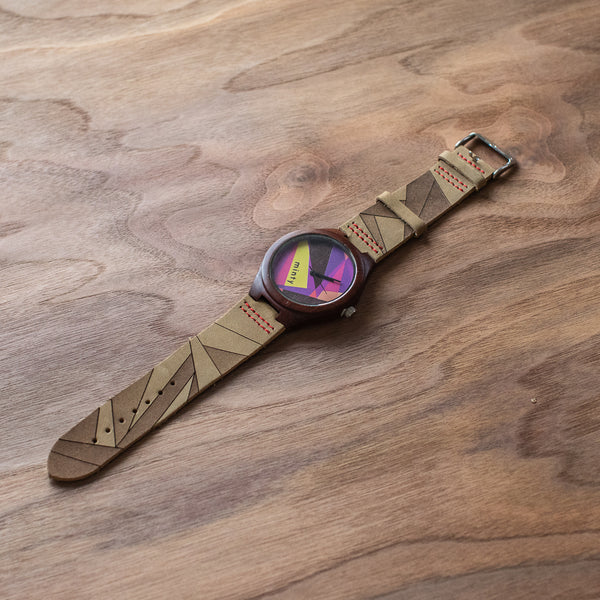 Wood + Leather Designer Watches: Neon