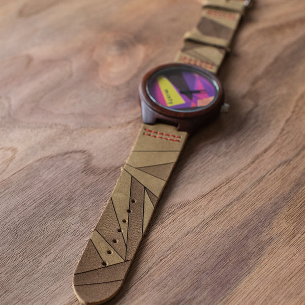 Wood + Leather Designer Watches: Neon