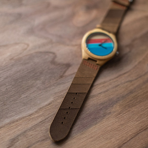 Wood + Leather Designer Watches: California Sunset