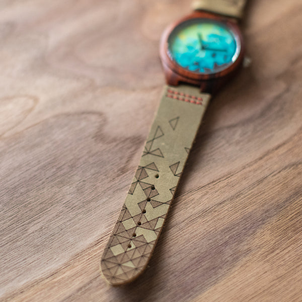 Wood + Leather Designer Watches: Deep Forest