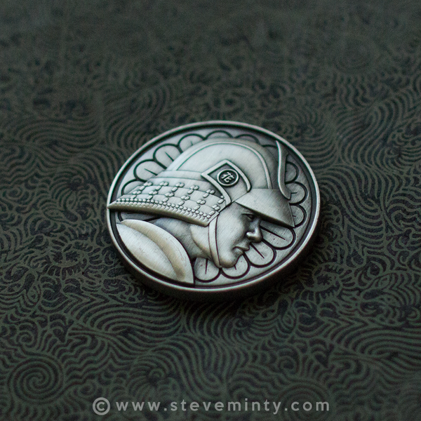 Hana Samurai Silver Engraved Coin